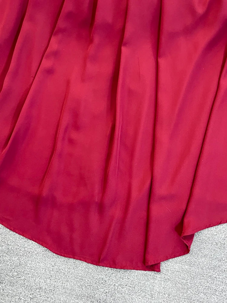 Hnewly  Temperament Hanging Neck Dress Elegant Hollow Out Backless Slit A-line Large Hem Dress Women's Beach Vacation Long Dress