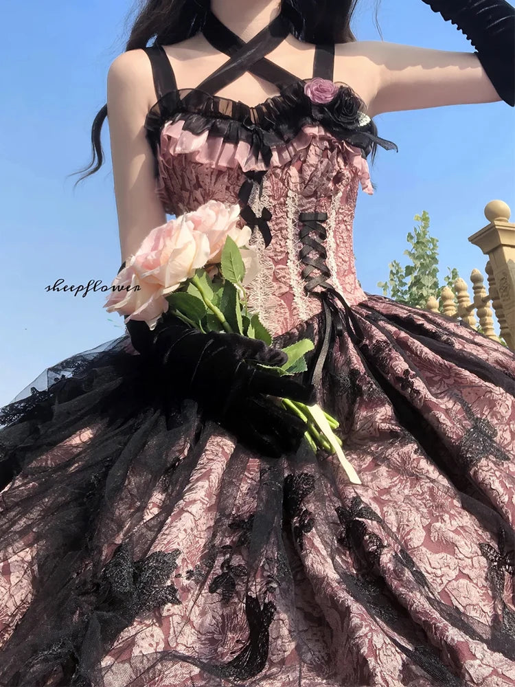 Hnewly  Gorgeous Elegant Japanese Original Lolita Evening Dress Sweet Girl Student Coming-of-Age Ceremony JSK Strap Princess Style Dress