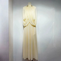 Hnewly  Elegant Crossbody Long Dress Women's Summer Fashion Pure Color Knitted A-Line Skirt Elegant Dress Polyester Fabric