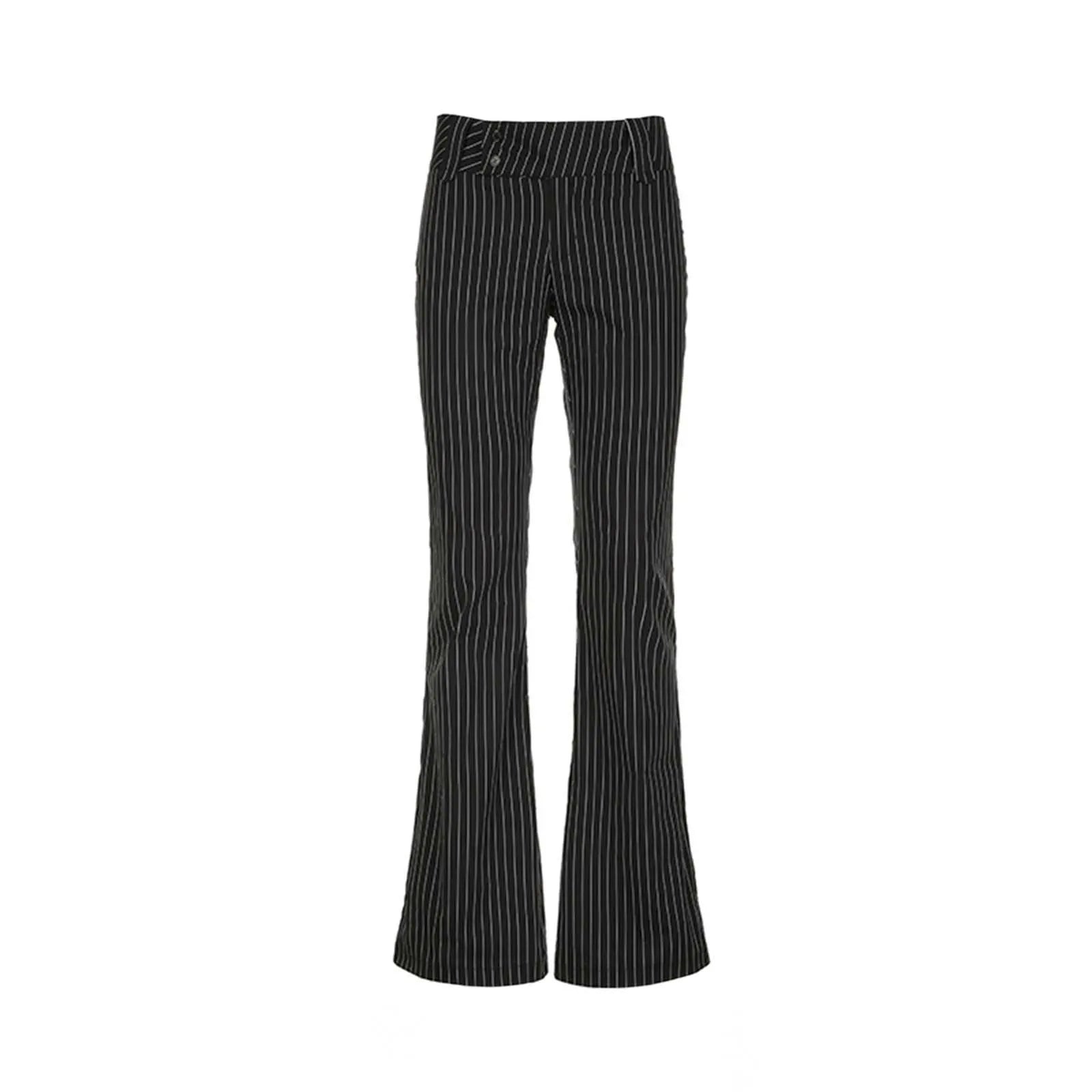 Hnewly Trousers Striped Slim Fit Fashion Pants Low Rise Form Fitting Casual Trousers For Street Style womens wide leg trousers tall