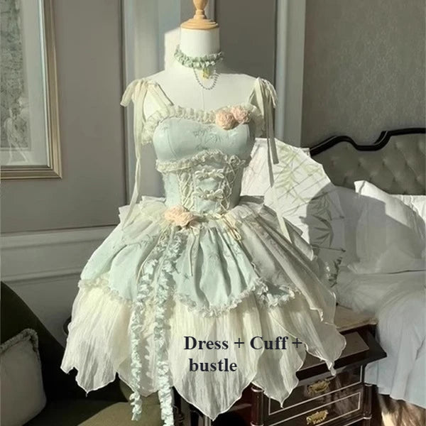 Hnewly  New New Chinese Style Small Fresh Ballet Style Elegant Fairy Lolita Jsk Dress Sweet Cute Lace Princess Dress Girl