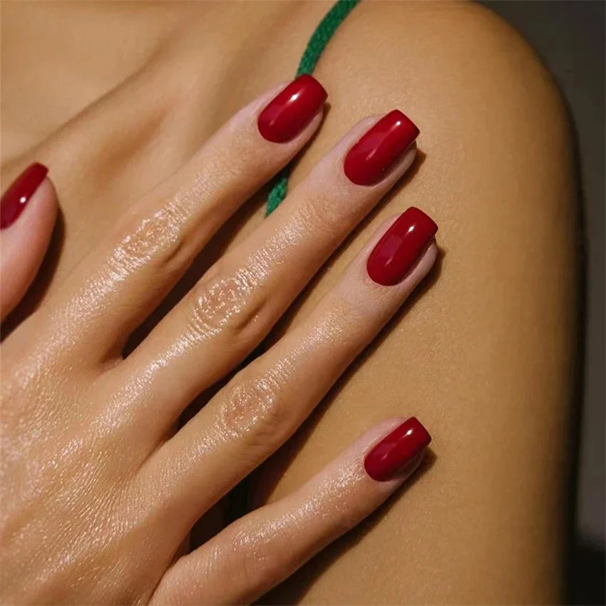 Hnewly 24pcs Artificial Nail Art Fake Nails Full Coverage Removable Ballet Short Press On Nails tips Chips Waterproof Solid Colour set