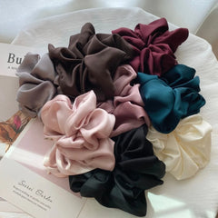 Hnewly Fashion Oversized Silk Scrunchies for Women Korean Chiffon Elastic Hair Ties Ponytail Holder Headwear Chouchou Cheveux Femme