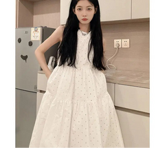Hnewly  Woman Dress Preppy Style Polka Dot Sleeveless Loose Summer Fashion Sweet Elegant Princess Female Dresses Casual