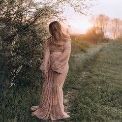 Hnewly  Textured Tassel Top Maxi Skirt Set Photography Props Pregnant Women Portrait Picture Shooting Outfits Outdoor Posing Garment
