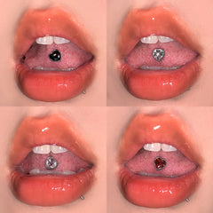 Hnewly  Trendy Four-color Tongue Puncture Nail Punk Hip-hop Rock Body Jewelry Spicy Girl  Cool Steel Red Heart Tongue Piercing