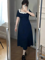 Hnewly  Elegant plus Size Lace Dress Women Summer New High Waist Concealing Meat Unique Special Skirt French Style  Color
