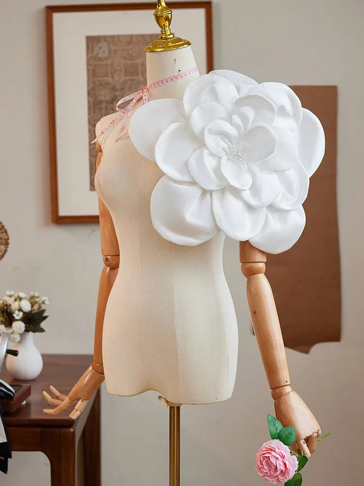 Hnewly  3D Large Flowers Beading Luxury Evening Gown Accessories Host's Banquet Photography Exaggerated Props Ornament