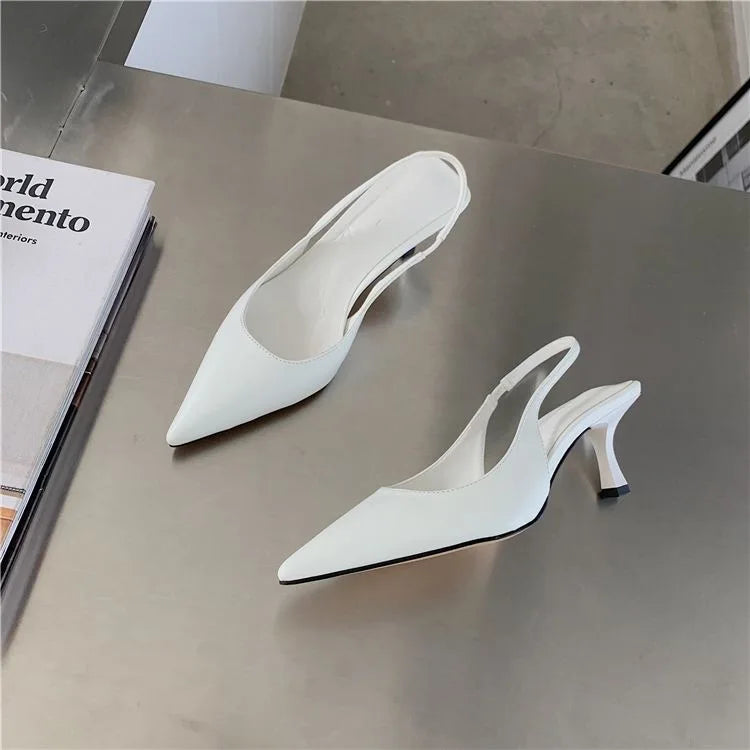 Hnewly Design Pointed Toe Women Sandals New Arrivals Black White Summer Dress Shoes Thin High Heels Elastic Band Ladies Party Mule