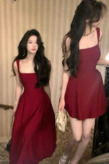 Hnewly Even Party Red Dress Women Casual Elegant Clothing One Piece Dress Korea Fashioon Summer Sleeveless Strap Mini Dress Female