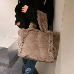 Hnewly  Large Plush Tote Faux Fur Shoulder Bag Winter Fluffy Women Designer Handbags Warm Soft Crossbody Bags for Women Shopper Purses