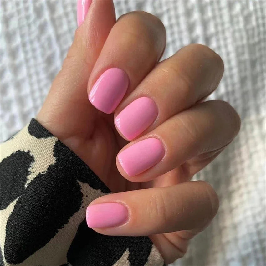 Hnewly 24pcs Artificial Nail Art Fake Nails Full Coverage Removable Ballet Short Press On Nails tips Chips Waterproof Solid Colour set