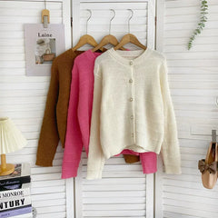 Hnewly  Button Front Knit Cardigan Sweater for Women Long Sleeve Single Breasted Sweater Jacket Ladies Autumn Winter Elegant Outfit