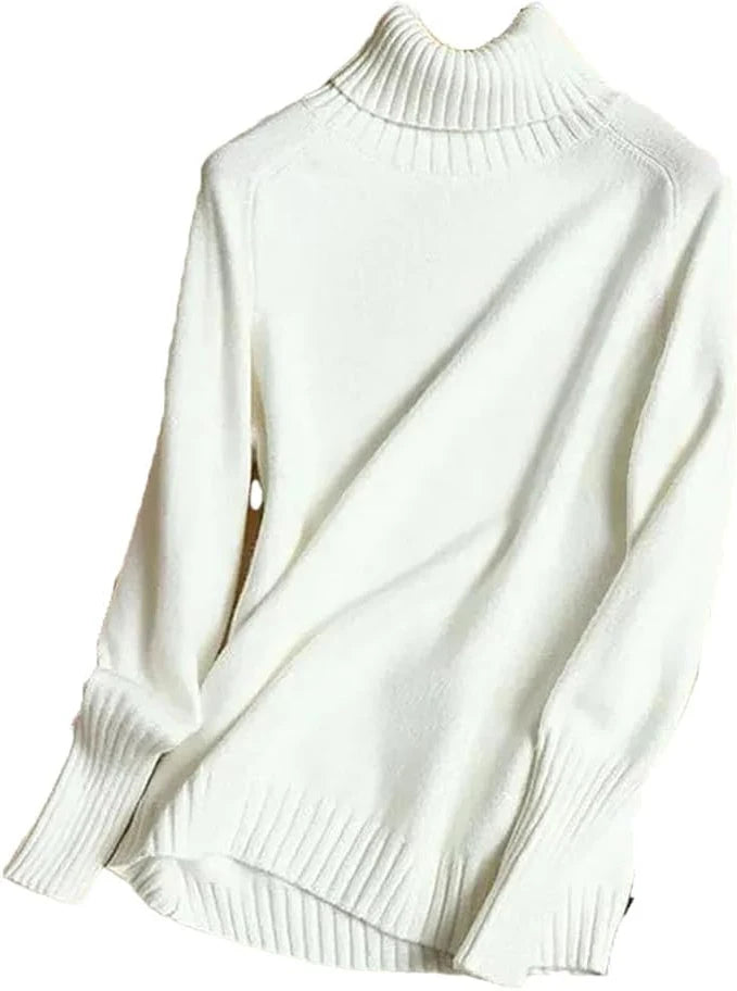 Hnewly  Women Turtleneck Knitted Sweaters Long Sleeve Roll-neck Pullover Plain Jumper Ladies Autumn Winter Layered Basic Outfit