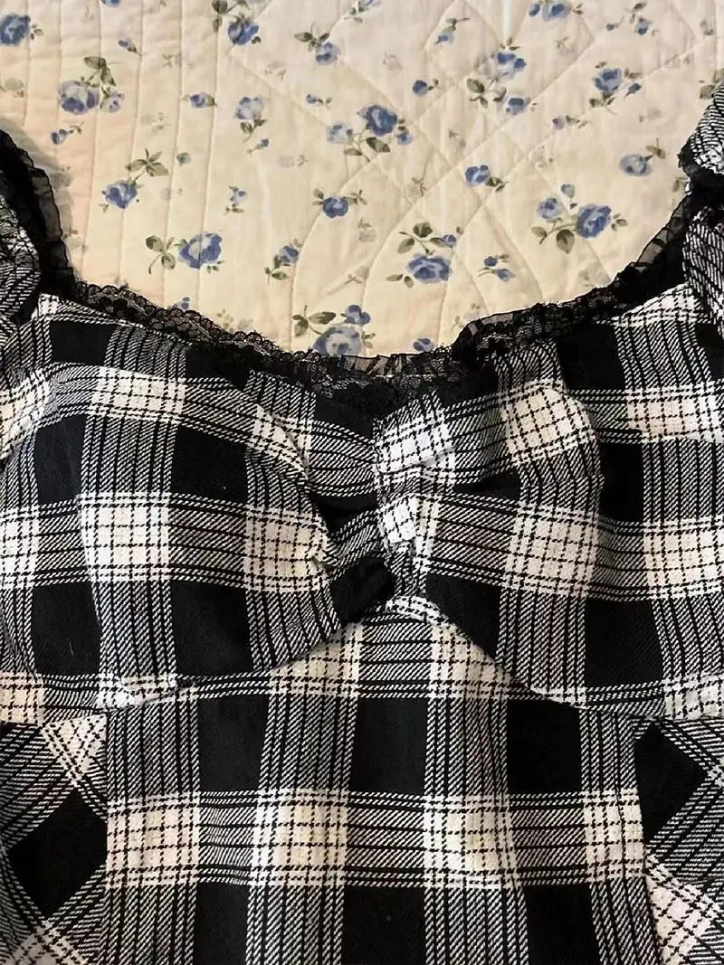 Hnewly summer inspo Y2k Harajuku Lattice Vintage Sleeveless Gothic Punk Summer Dresses Slim Short Dress Lace Sexy Korea Fashion Women Dresses