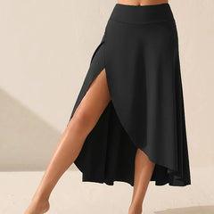 Hnewly  European and American women's dress irregular temperament elegant flounces sag fashion solid color skirt