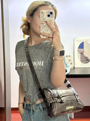 Hnewly  Korean Sweet Cool Hot Girl Coffe Shoulder Bags Women New High Street Casual Crossbody Bags Ladies Retro Messenger Bag Chic
