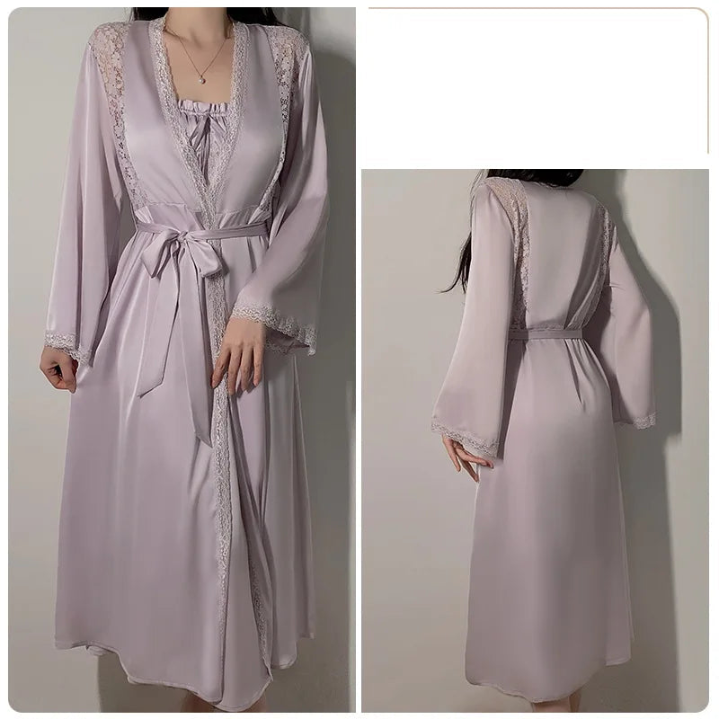 Hnewly Summer Fashion Women's Clothing Long British Style Lace Pattern Tie up New Silk Patchwork Long Sleeved Elegant Dress