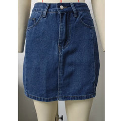 Hnewly  Women Summer Denim Skirts Solid Color Straight Jeans Mini Skirt