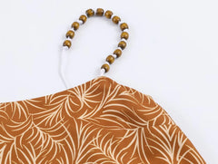 Lunivop  Holiday Orange Floral Tree Print Slash Collar Beading Strap Sling Mini Dress Women Loose Straight Dresses Femme Vestidos Robe