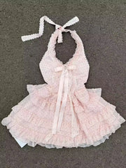 Hnewly  Korea Fashion Summer Dresses Sweet Y2K Pink Dress Woman Kawaii Lolita Bow Polka Dots Design Mini Dress Female Chic Outfits