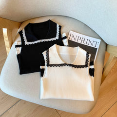 Hnewly  Half Zipper Stripe Pullover Sweater  Women Loose Knitted Base Shirt  2025 Spring /Autumn Japanese Style Long Sleeve Pullover Top