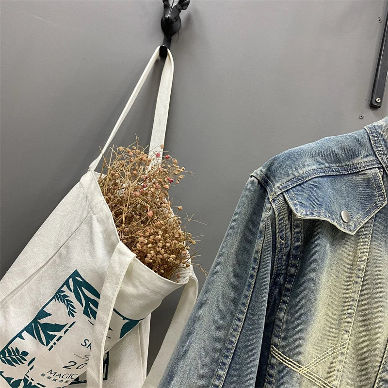Hnewly  Women Standing Collar Denim Short Jacket Washed  Polished White Retro Motorcycle Outwear Spring Fashion Slim Long Sleeved Top