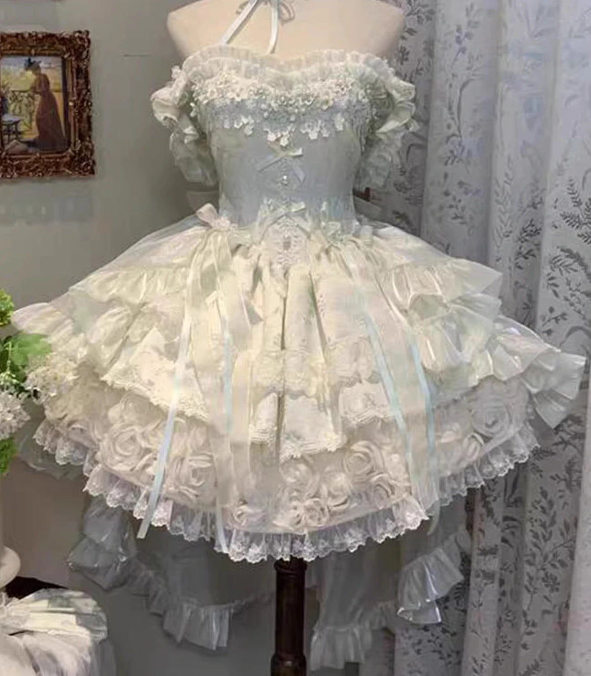 Hnewly  Princess's Sweet Exquisite Ball Gown with Train Women's Slimming Elegant Tube Top Evening Dress Lolita Birthday Party Dresses