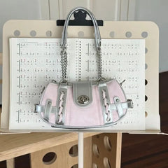 Hnewly  Hot Girls Pink Shoulder Bags Women Versatile Large Capacity Y2k Handbag Ladies Harajuku Aesthetic Patchwork Chain Underarm Bag