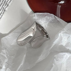 Hnewly Minimalist Silver Color Cuff Rings for Women Couples New Fashion Creative Smooth Pattern Geometric Party Jewelry Gifts