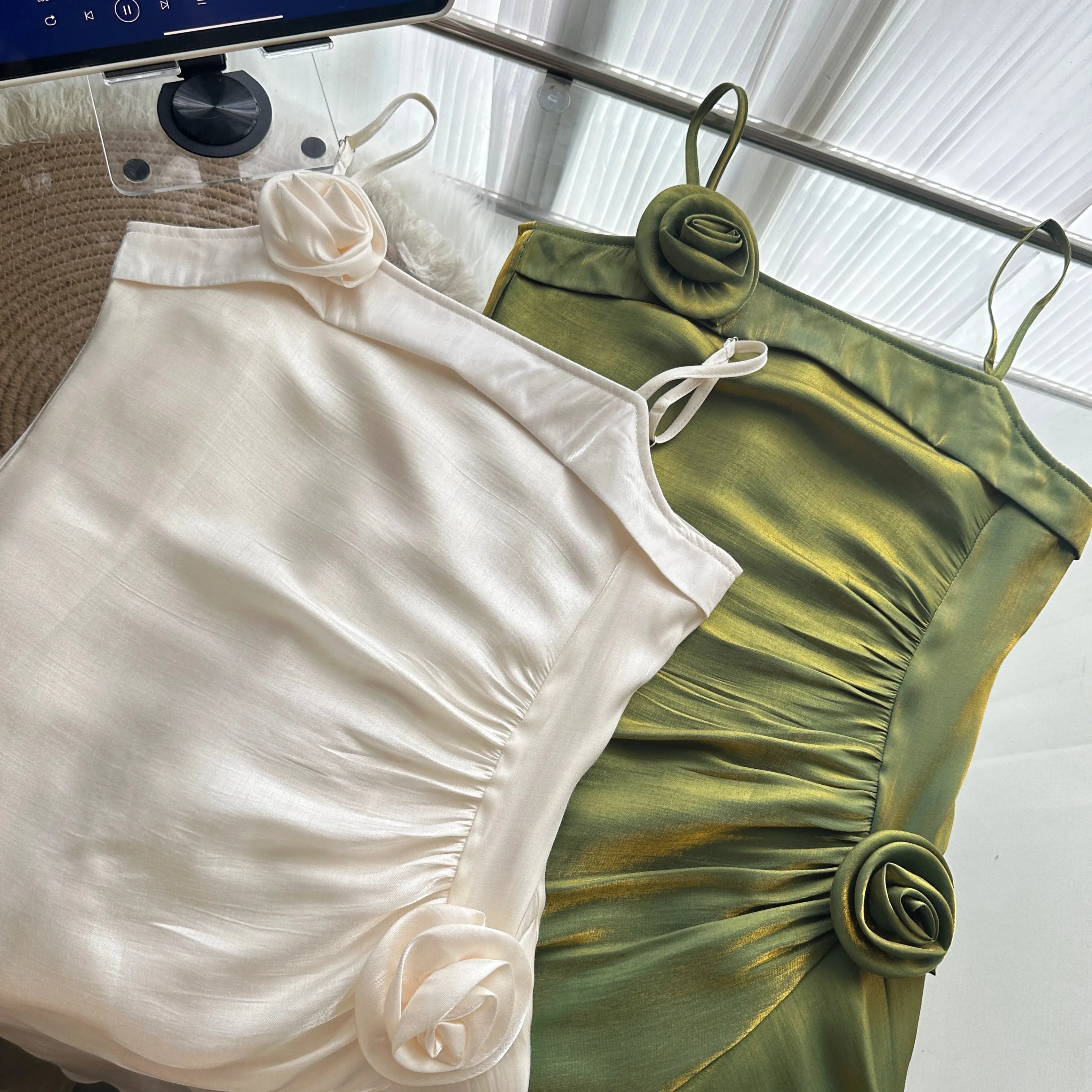 Hnewly Summer Women French Vintage Dress Spaghetti Strap Frocks One-Piece Evening Party Shoujo Gyaru Wedding Prom Gown Robe New