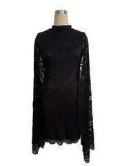 Lunivop  New Fashion Wuramerican Temperament Small Stand Collar Split Long Sleeve Dress Sexy Bodycon Short Dresses Y2k Lace Clothes