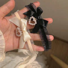 Hnewly Women's Cute Collar Lolitas Handmade Vintage Lace Heart Choker For Women Gothic Bow Knot Necklace Girls Uniform Accessories