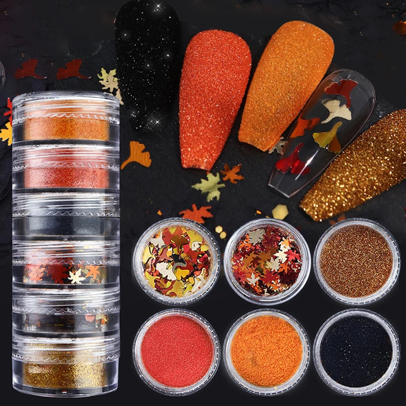 Hnewly 6Box/set Glitter Mirror Dust Nail Powder Chameleon Aurora Metallic Effect Pigments Laser For UV Gel Nail DIY Manicure Decoration