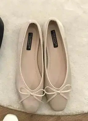 Hnewly Luxury Lace Tie Leg Satin Silk Ballet Flats Woman Square Toe Bowknot Elastic Band Ballerinas Ladies Wedding Mary Janes Shoes