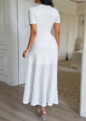 Hnewly  Elegant Temperament Solid Color Short Sleeved Hip Hugging Women's Dress
