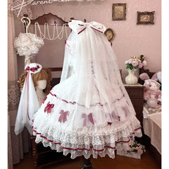 Hnewly  Christmas Party Girl's Princess Lolita Dresses JSK Woman's Cute Bow Lace Sweet Wedding Dress Female Birthday Party Dress Dresses