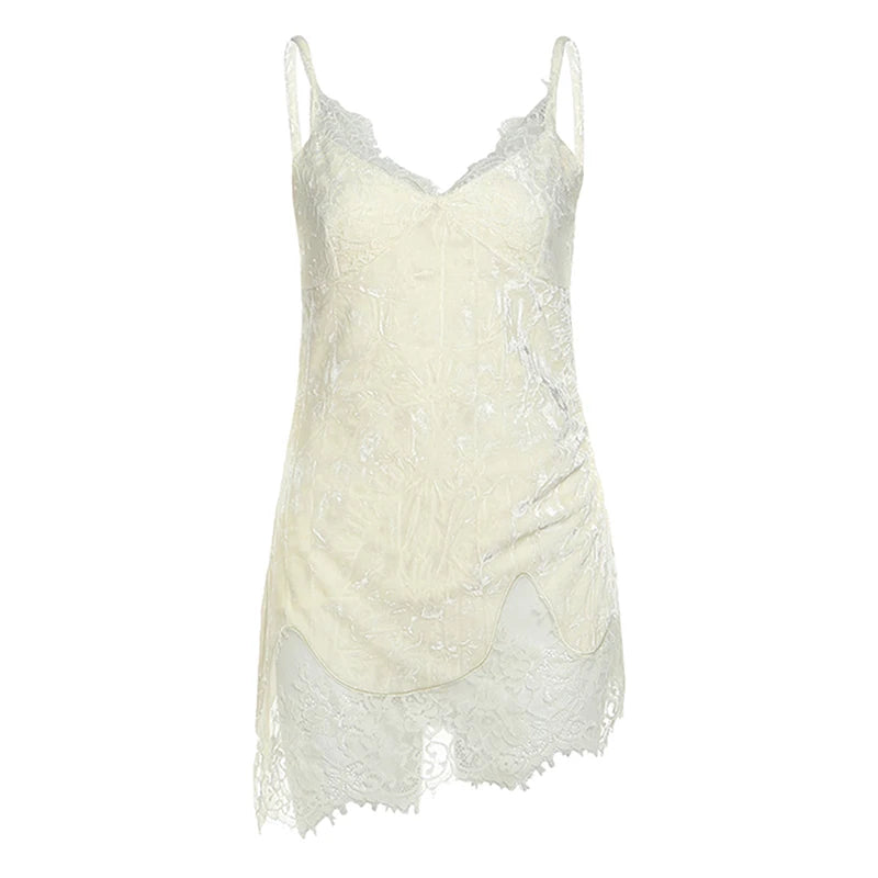 Hnewly y2k Tops Women Coquette Clothing Solid Color V Neck Lace Patchwork Spaghetti Strap Sleeveless Camisole Vest Streetwear