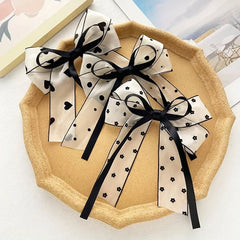 Lunivop  4-piece women satin long ribbon hair clip set, printed bow hair clip, frosted surface, fashionable and elegant hair accessories,