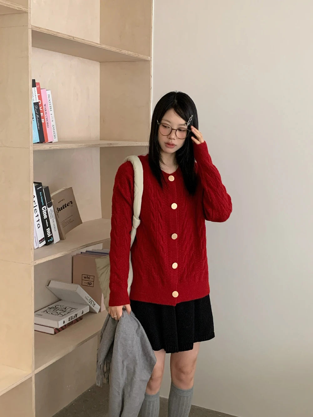 Hnewly  Vintage Twist Knit Cardigan Women's Lazy Loose Soft Thickened Single-Breasted 2025 Autumn Winter New Korean Style Female Tops