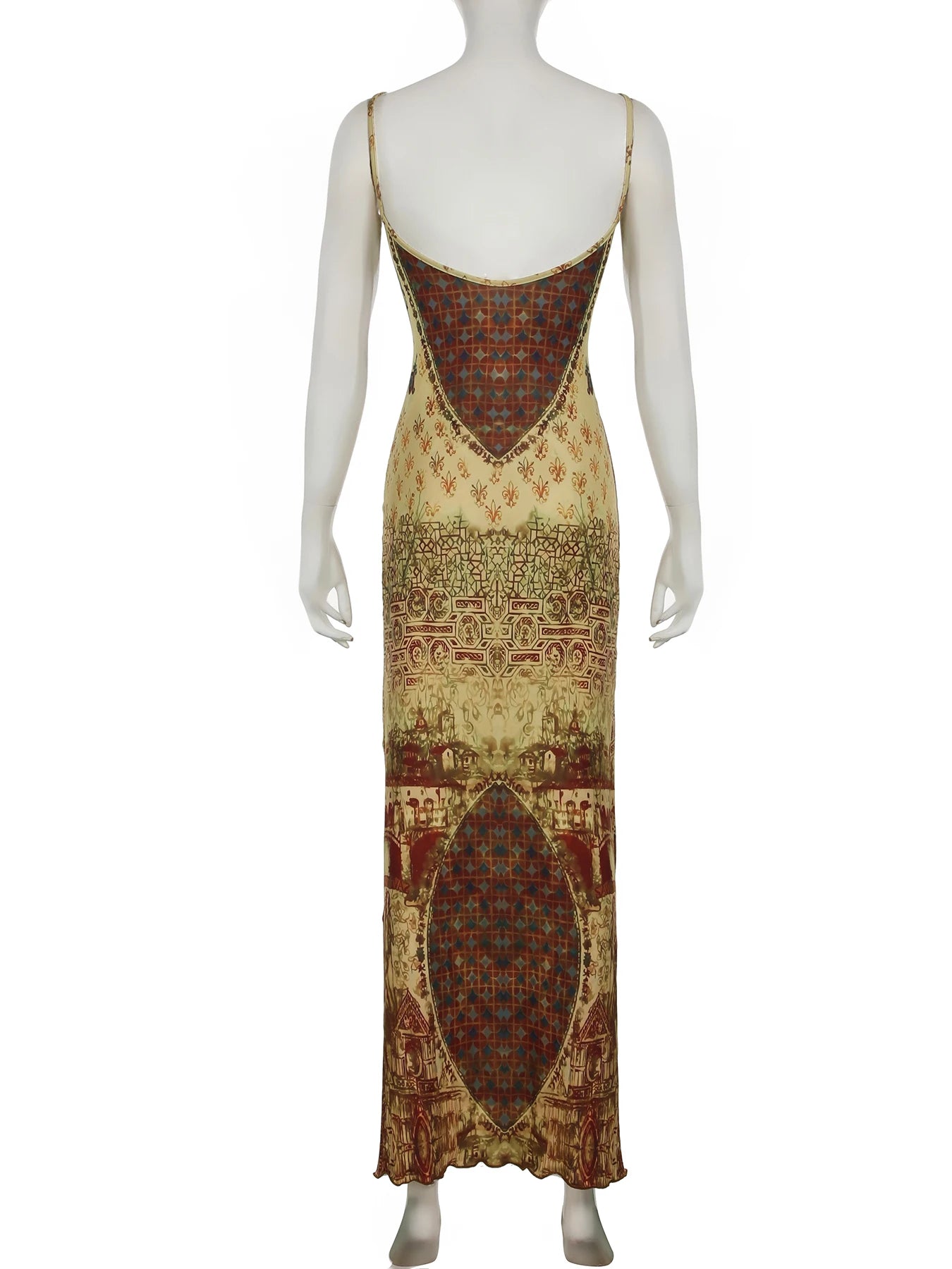 Hnewly DRESS TO IMPRESS Vintage Printed Straight Dress Slim Slash Neck Sleeveless Maxi Dresses For Women 2024 Summer Fashion Streetwear Ladies