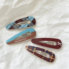 Lunivop  New Mint chocolate plaid water drop hairpin cute girl versatile BB clip side bangs clip hair accessories