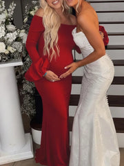 Hnewly  Elegant Maternity Off Shoulder Bell Sleeve Maxi Dress Pregnancy Photoshoot Outfit Maternity Photography Gown for Pregnant Women