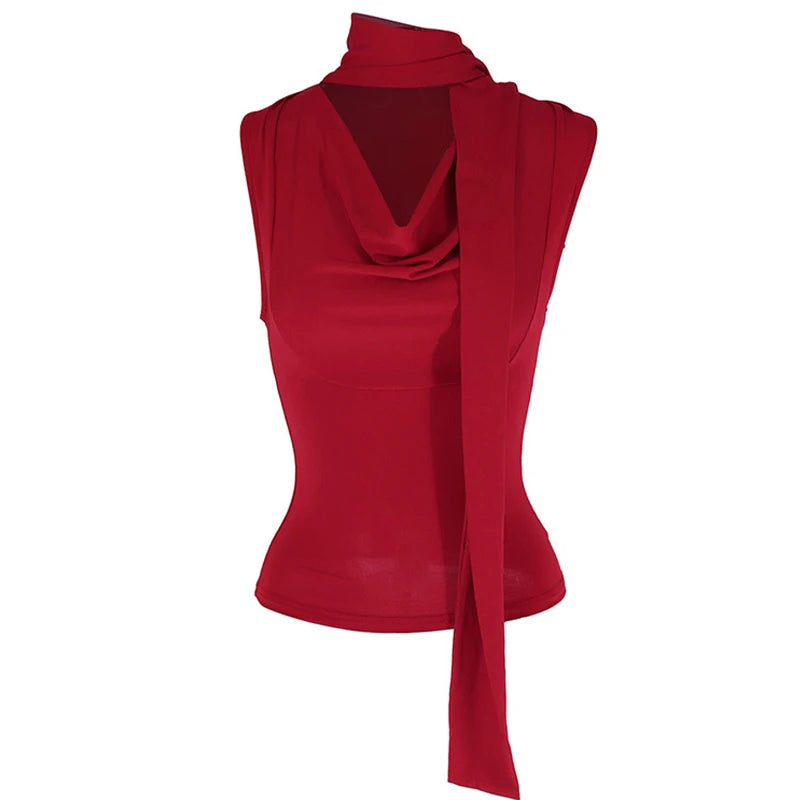 Hnewly Solid Tank Summer New Women Sexy Sleeveless V-Neck Lady Top Fashion Bandage Streetwear Casual Slim Tank Elegant Knitted Clothing