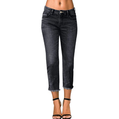 Hnewly  Ladies' Fashionable Slim Fitting Ripped Trendy Jeans Summer Streetwear Casual Distressed Stretchy Denim Pants