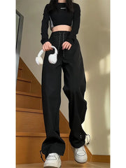 Hnewly  Wide Leg Pants Ivory Womens Spring Pleated Flannel Lightweight Tender Draping College Chic Comfort Detail Trousers Highstreet BF