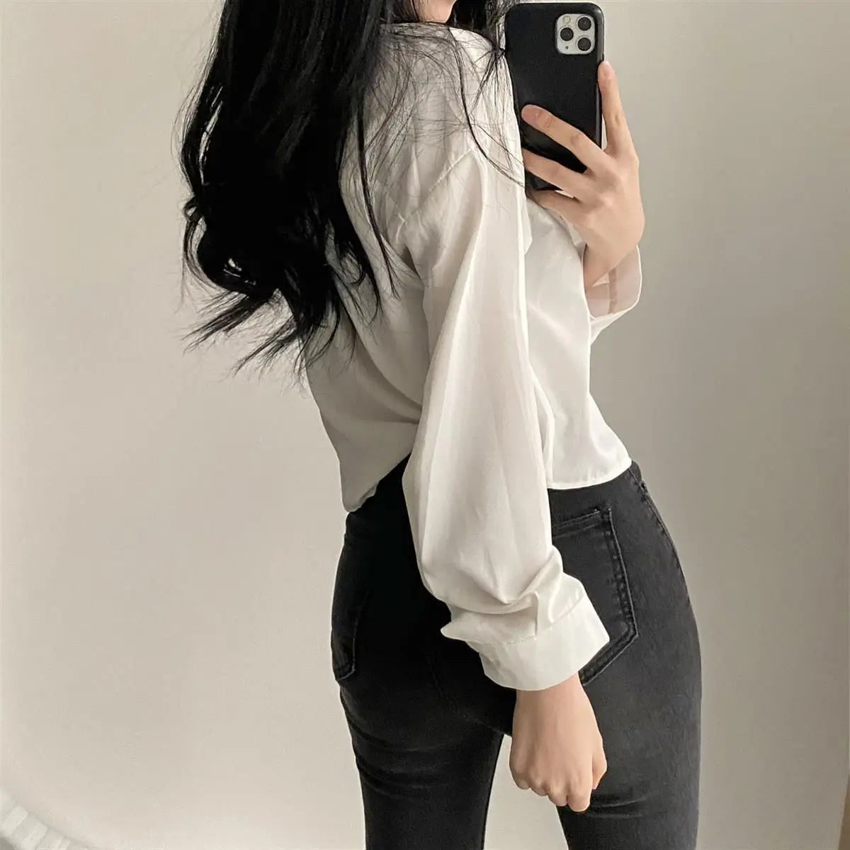 Hnewly Shirts Women Korean Style Vintage Fashion Turn-down Collar All-match Design Single Breasted Crop Top BF Ladies Harajuku Leisure