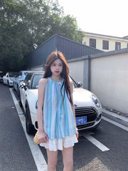 Hnewly  Woman Camis Striped Summer Fashion 2025 Sweet O Neck French Style Chic Loose Tank Tops Female Casual Sleeveless Top