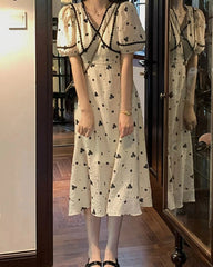 Hnewly DRESS TO IMPRESS Lace Floral Fairy Dress Women Elegant Patchwork Casual Vintage Midi Dress Summer Korean Fashion Party Dresses for Weddings