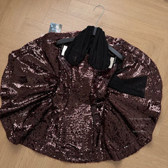 Hnewly  Women's Sheer Sleeveless Sequin Bodycon Mini Dress Sexy Sparkly Ruched Mesh Party Going Out Dresses Ball Gown Wine Red Dress